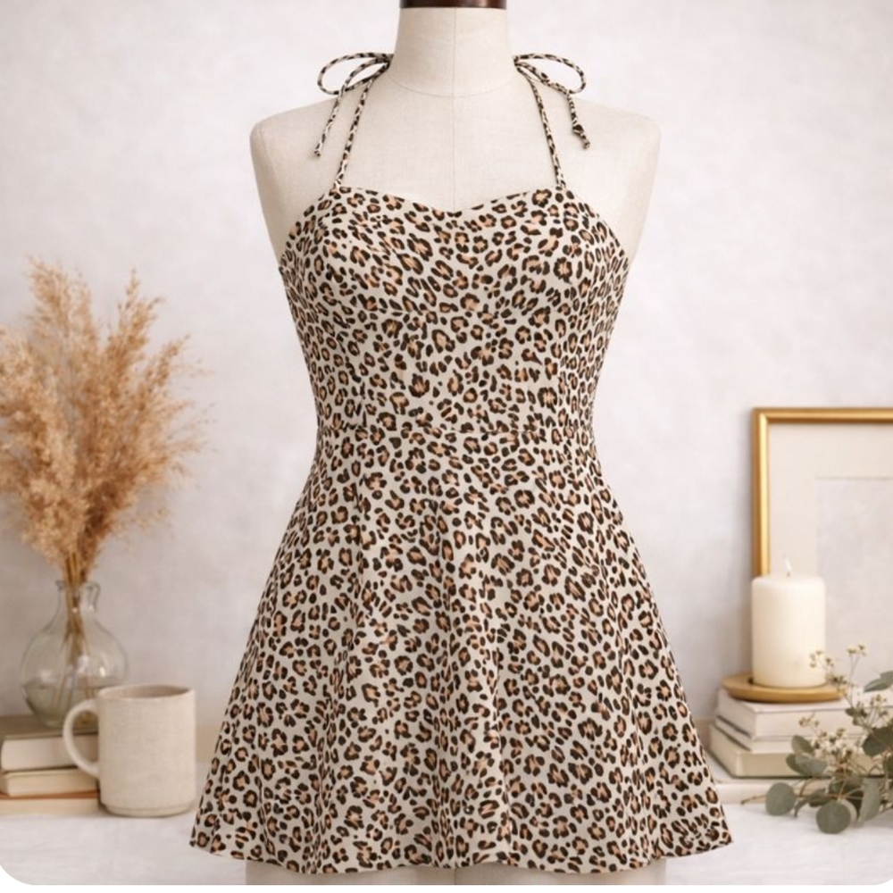 Princess Polly Leopard Print Halter Dress | Size 2